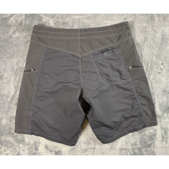 Kuhl Board Shorts Men Sz 36 Black Gray Pockets Hybrid Fishing Outdoor Swim Surf - Picture 2 of 9